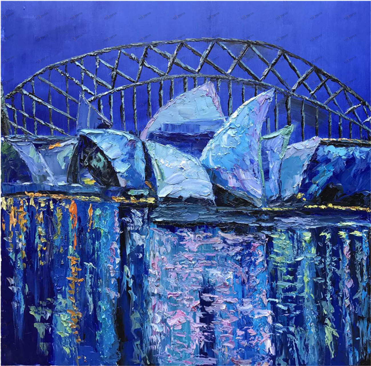 Картина на холсте 100х100 см "Сидней" EVENHOME КАРТИНЫ МАСЛОМ 129942 Голубой;синий 