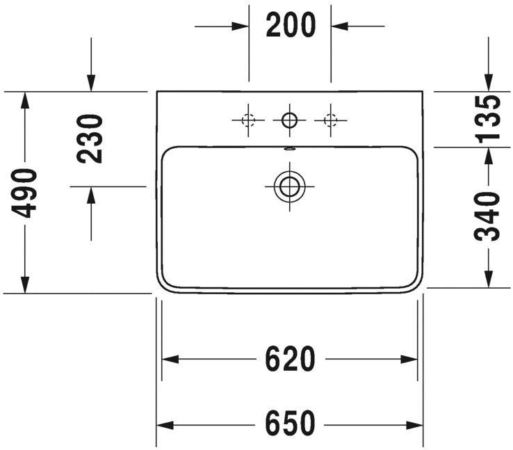 2335653200 Подвесная раковина настенная овальная Duravit ME BY STARCK - Вид №1