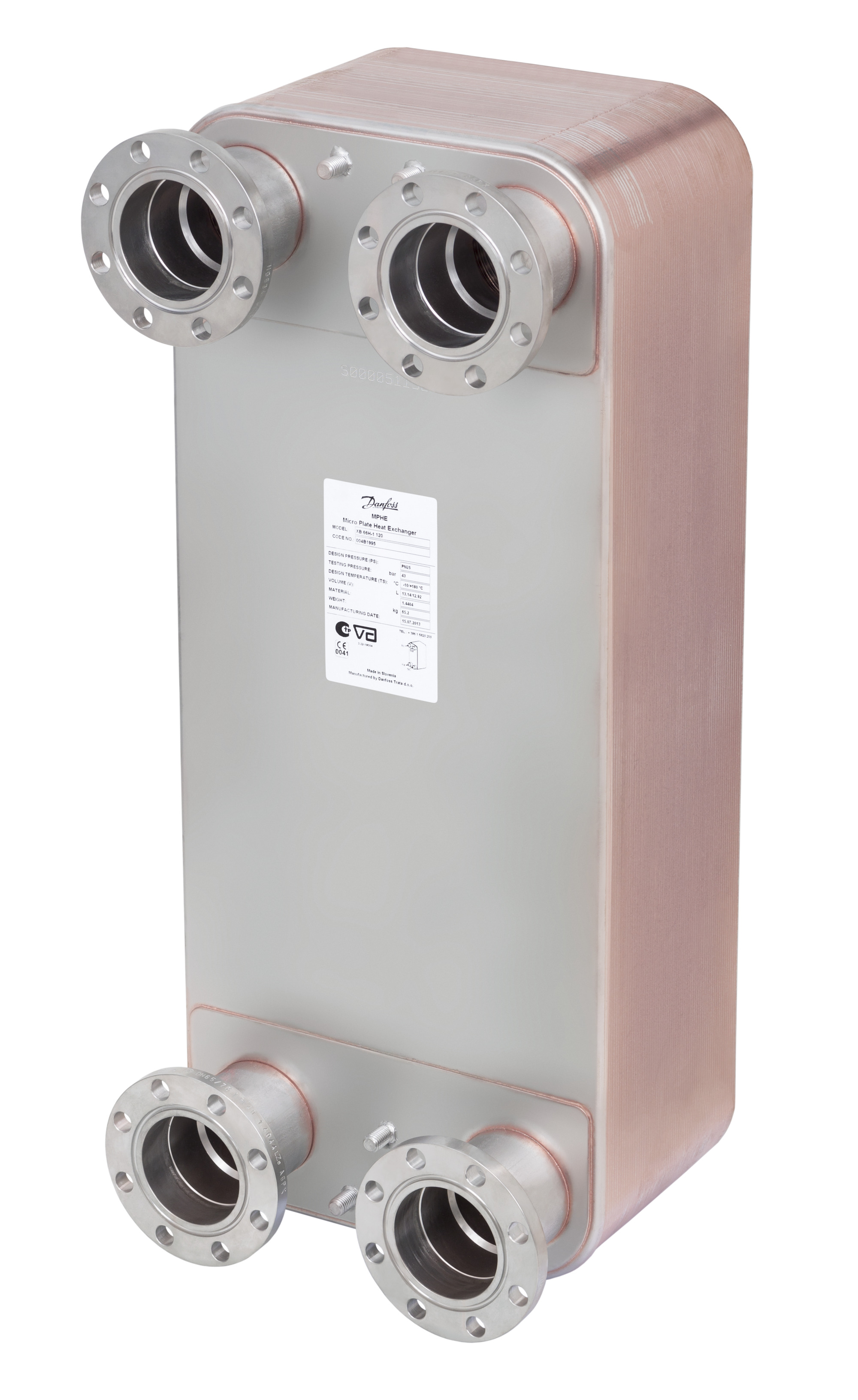 Danfoss Паяный пластинчатый теплообменник серии XB66 XB66L-1-80 PN16 DN65 паяный ТО 004B1965  - Вид №16