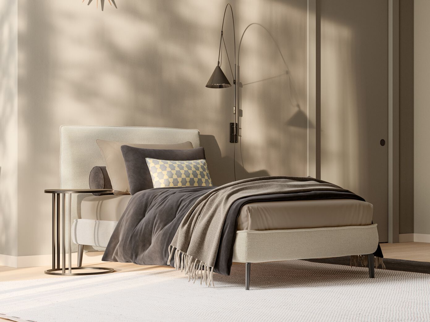 Односпальная кровать из ткани с мягким изголовьем Twils Logan ARCH-00110445