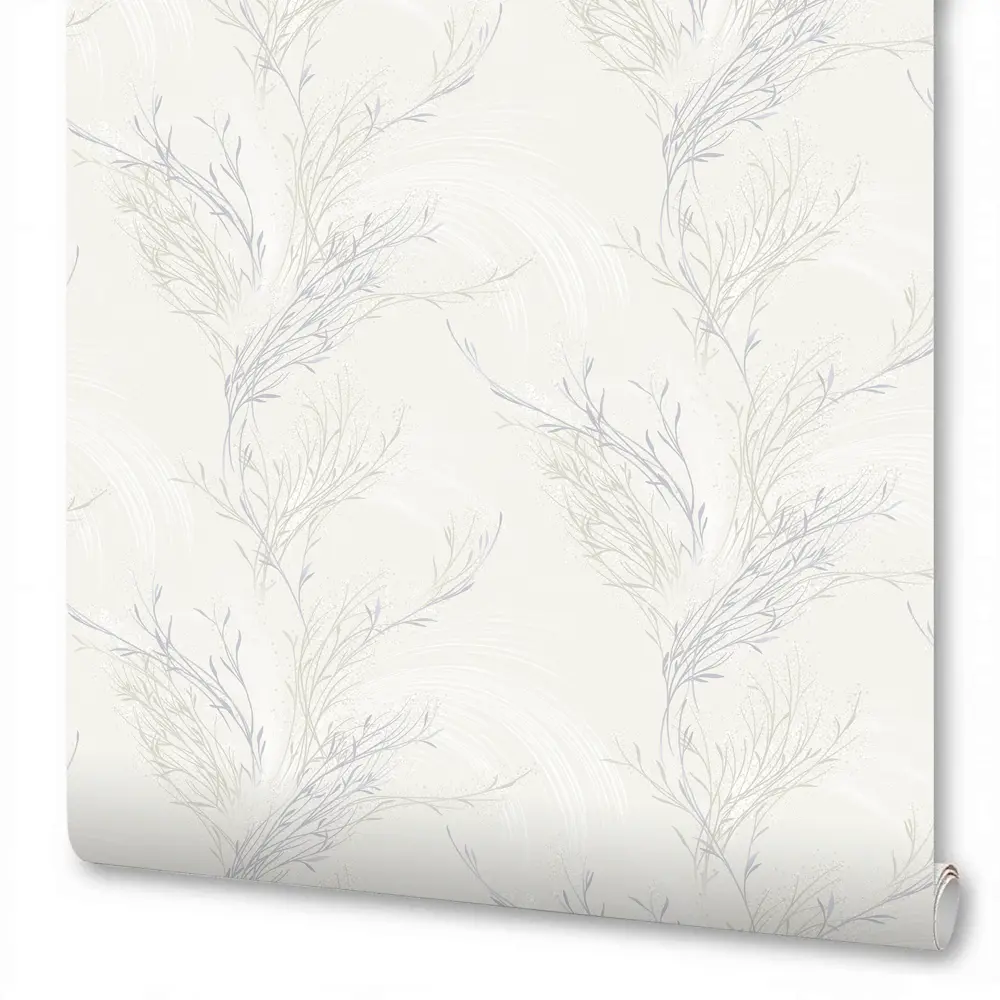 Обои флизелиновые Антураж Veresk белые с растительным рисунком 1.06 м 89425027 STLM-1569401