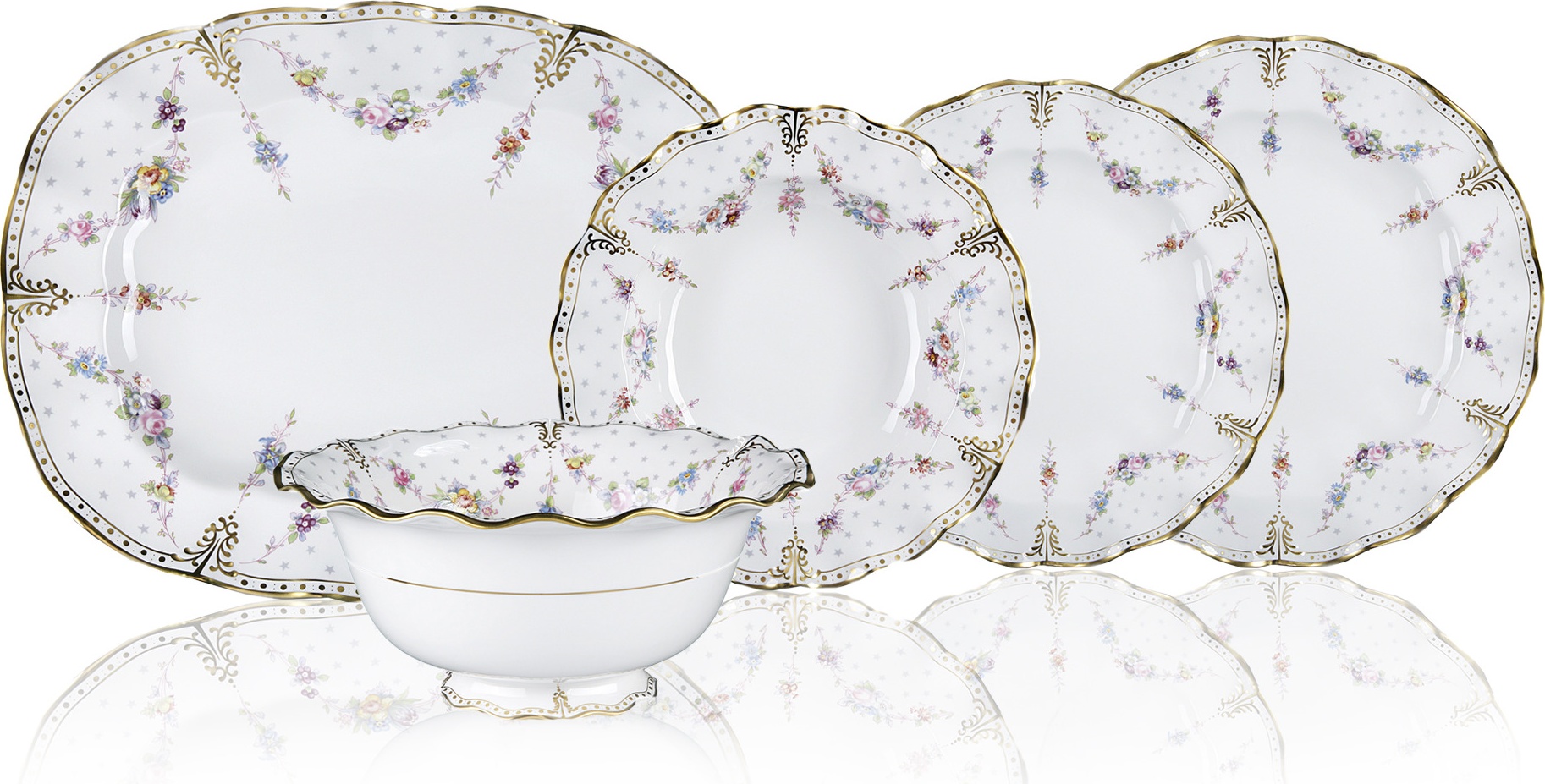 10676171 Royal Crown Derby Сервиз столовый Royal Crown Derby Роял Антуанетта на 6 персон 20 предметов, фарфор Фарфор костяной 