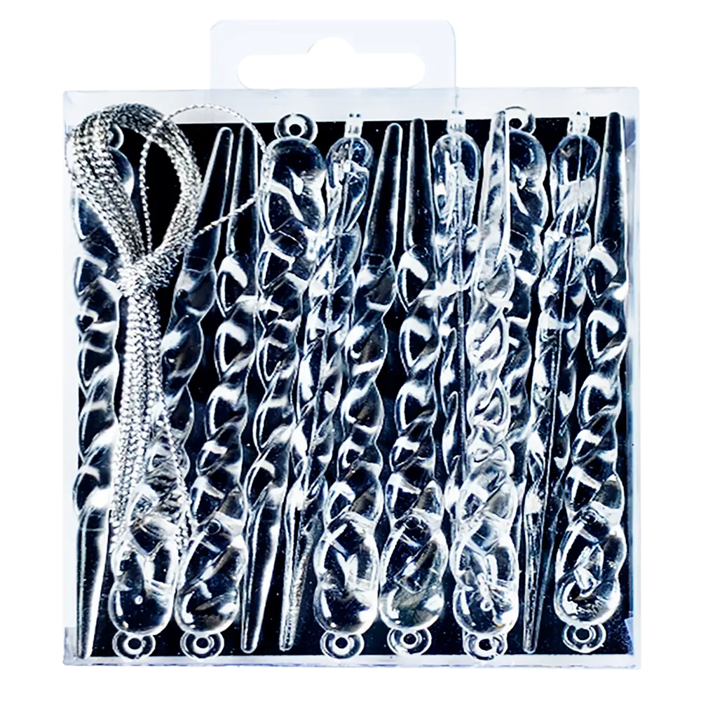 89381699 Украшение елочное Сосульки прозрачный 12 шт. STLM-1360593 Santreyd 