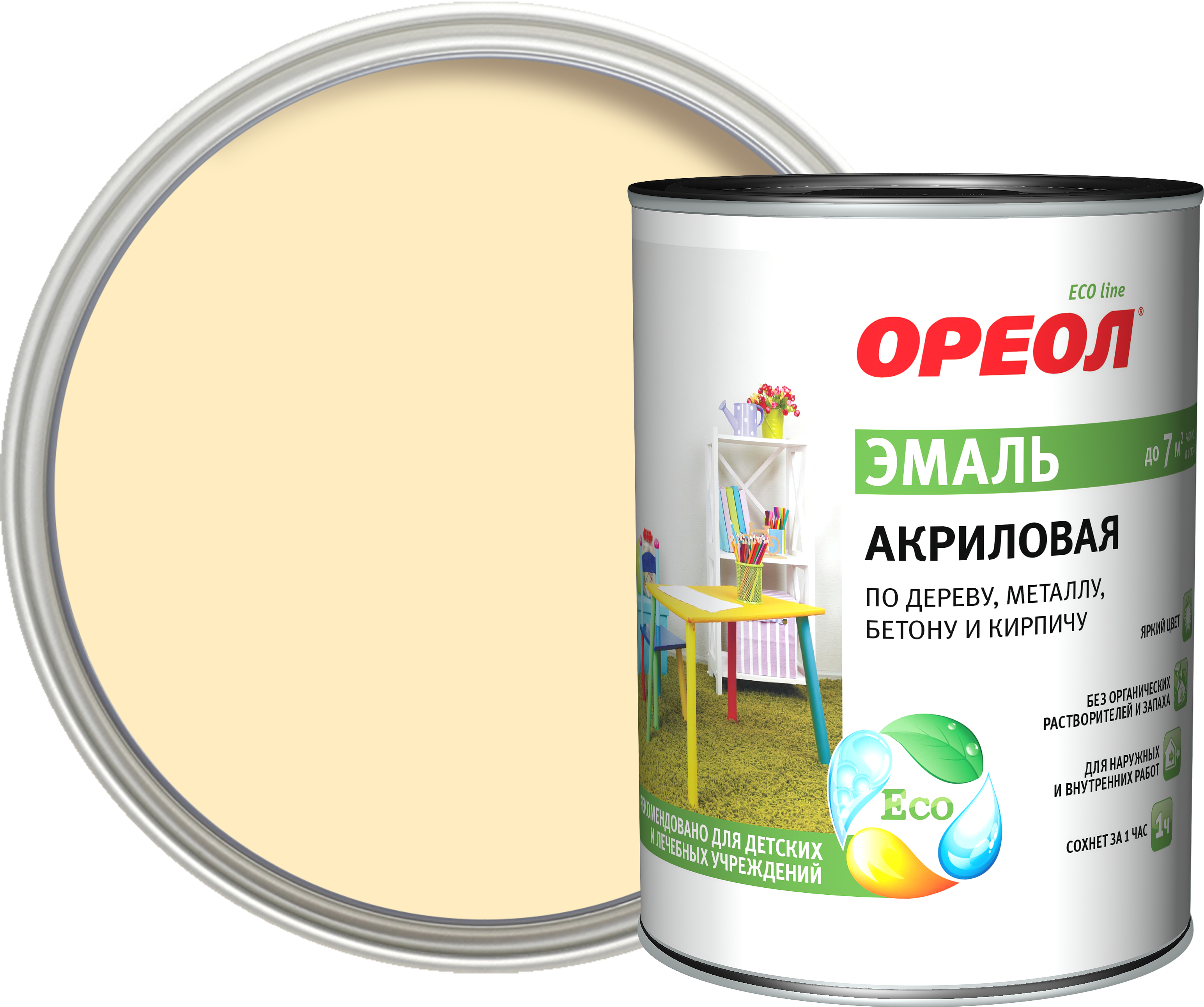 84439818 Эмаль акриловая глянцевая цвет слоновая кость 0.9 кг STLM-0050099 ОРЕОЛ