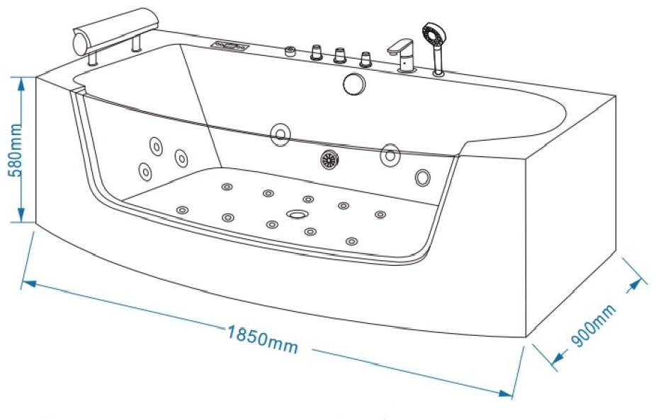 Ванна гидромассаж. GR-18590 (90x185x58) GROSSMAN  - Вид №1
