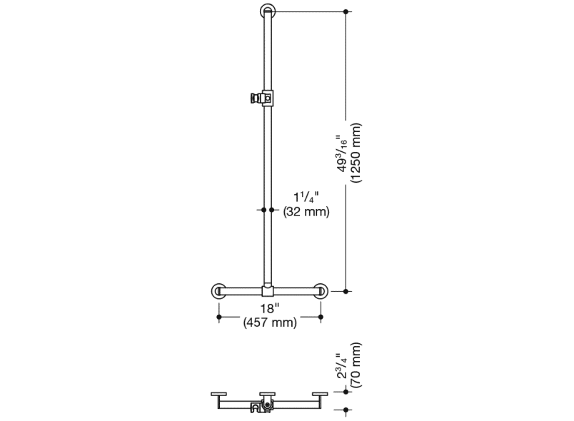 900.35.460XA Поручень для душа с выдвижным держателем для душа HEWI USA Produkte  - Вид №2