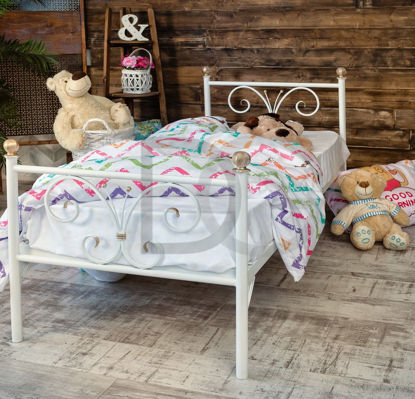Кованая кровать детская 80х190 белая "Бабочка" FRANCESCO ROSSI БАБОЧКА 134694 Белый  - Вид №3