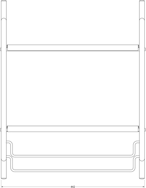 DEF 008 Полка металлическая 2-х ярусная со штангами для полотенец 44 cm DEFESTO Pro - Вид №1