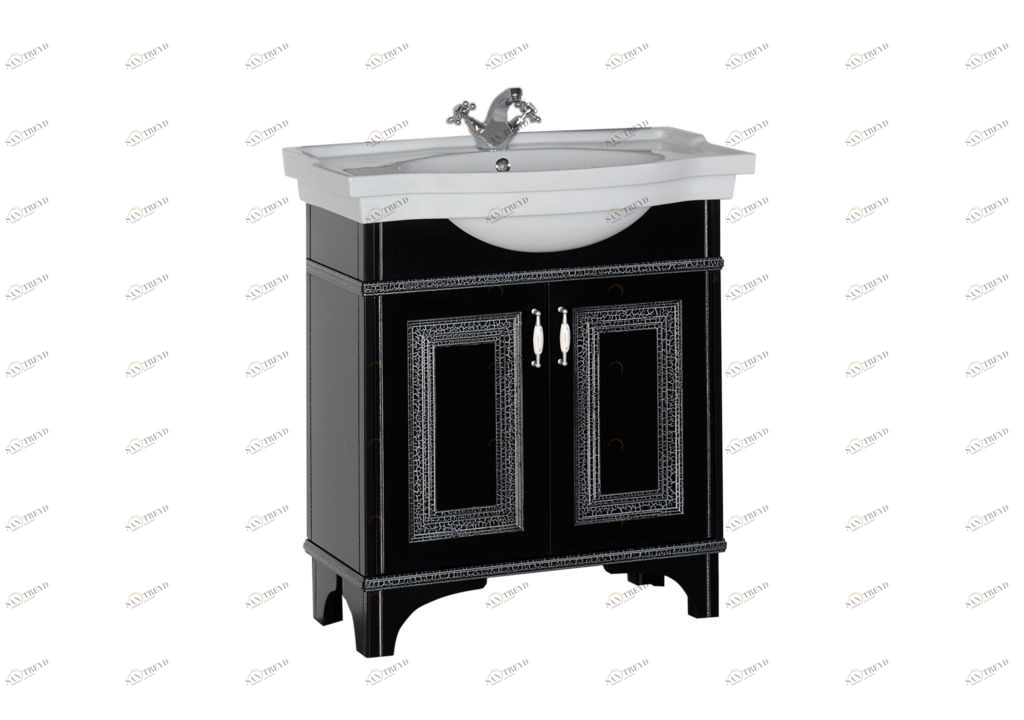 Тумба с раковиной Aquanet Валенса 80 черный краколет/серебро 0018031200181619