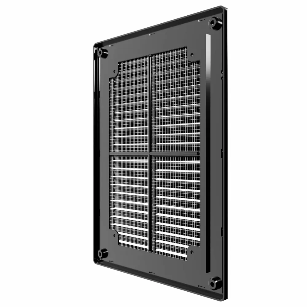 Вентиляционная решетка с сеткой Era Р 185x255 мм пластик цвет черный STLM-2081041 - Вид №1