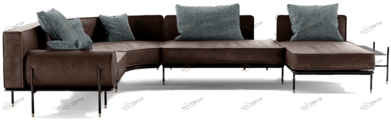 Natuzzi Модульный кожаный диван с шезлонгом sun-id-1461483