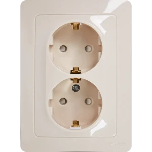86728850 Розетка двойная встраиваемая Systeme Electric Blanca с заземлением со шторками цвет бежевый STLM-1486084
