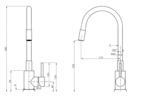 Однорычажный смеситель для кухни из нержавеющей стали с поворотным изливом