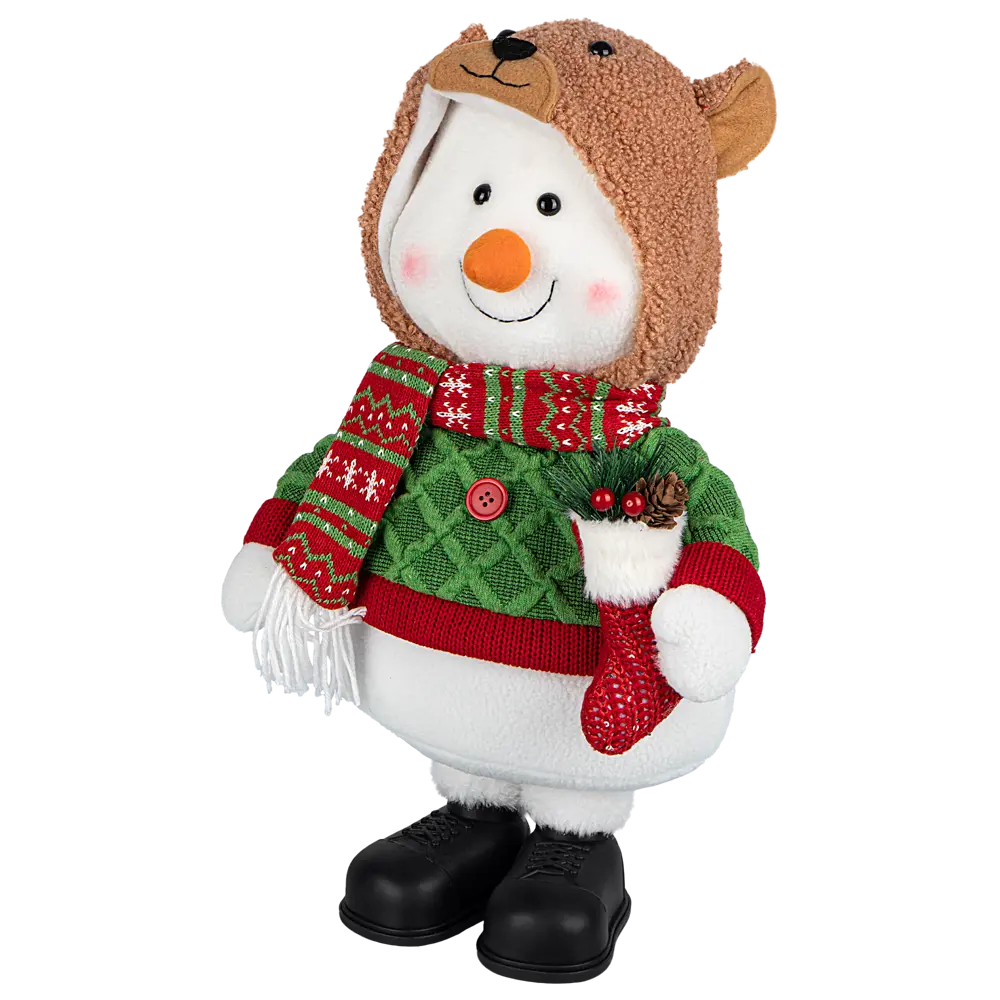 89368051 Декоративная фигура Снеговик в шапочке медвежонка 28x15 см STLM-1542346 Santreyd Christmas - Вид №5
