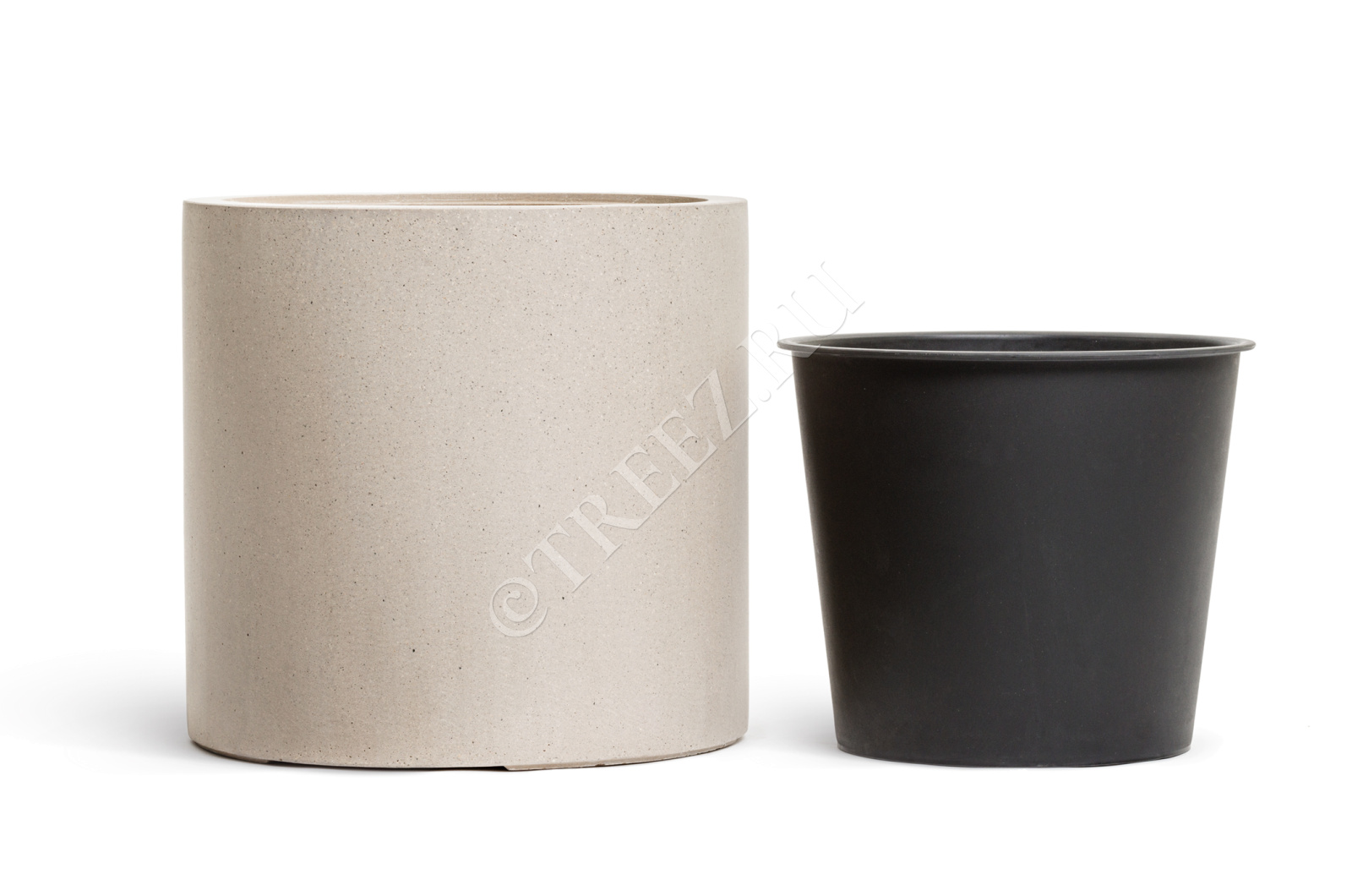 41.3320-02-028-BE-53 Кашпо  Effectory - серия Beton - Цилиндр - Белый песок Цветочная коллекция  - Вид №3