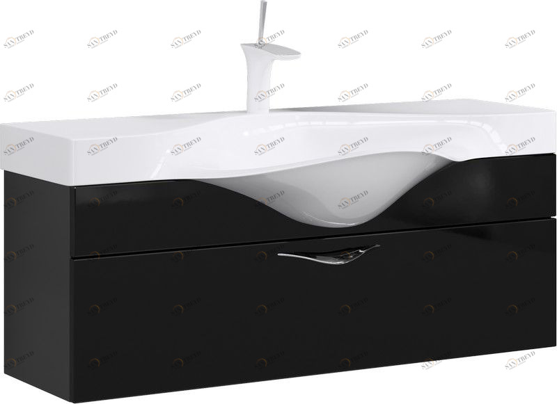 Бродвей Тумба под умывальник подвесная с ящиком, цвет черный Brw.01.10/001/BLK AQWELLA Broadway BRW1104D