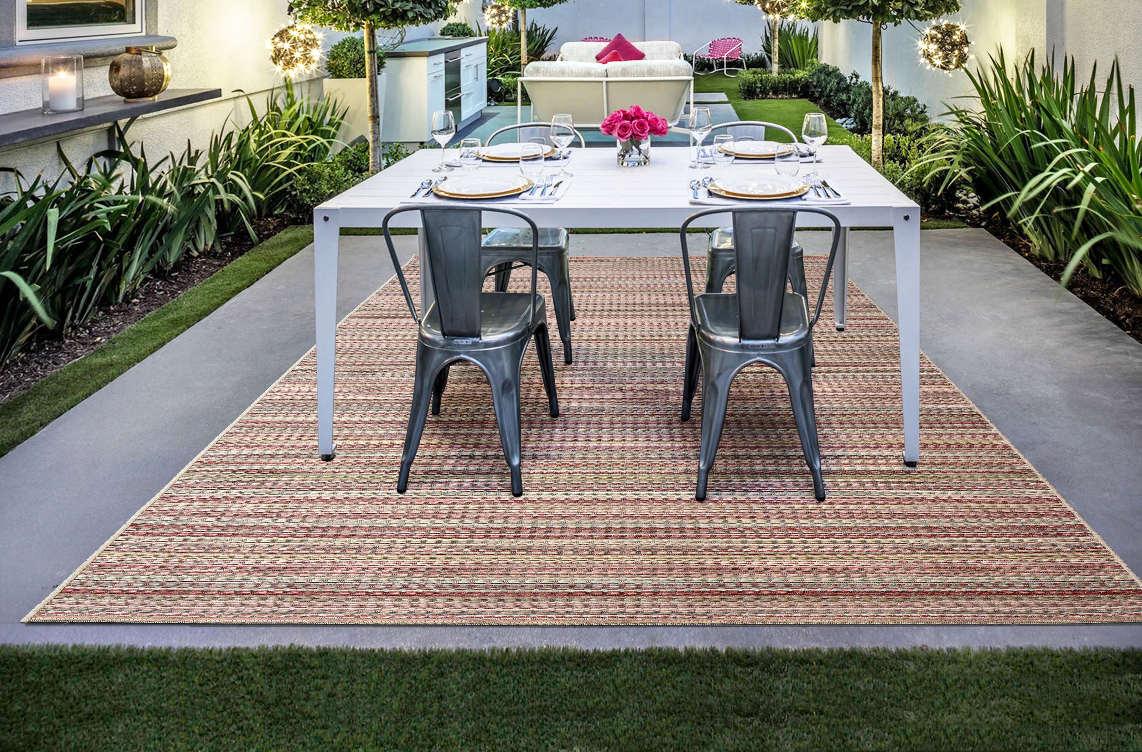 Полосатый напольный прямоугольный ковер Ademi Outdoor ARCH-00074506 - Вид №1