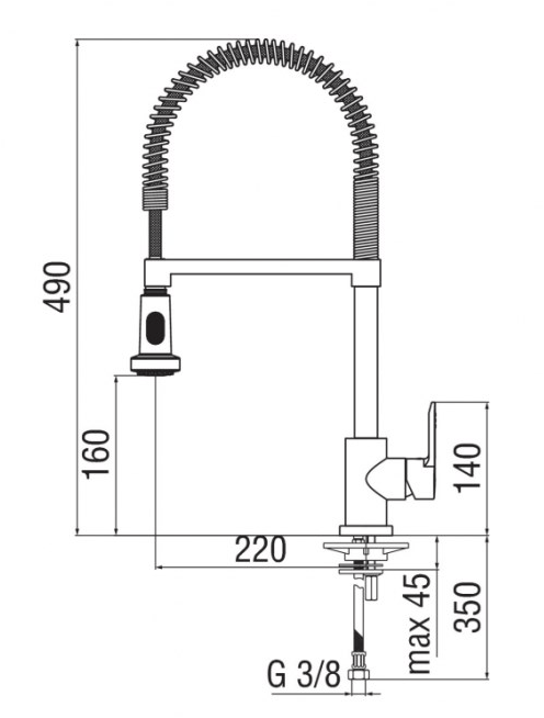 Nobili Rubinetterie Смеситель для кухни хромированный с вытяжным душем New road Rd00300/3cr - Вид №1