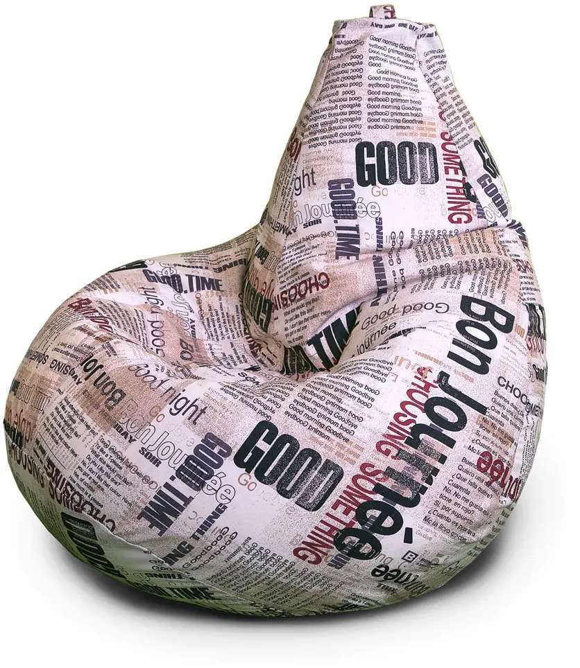 91591676 Кресло-мешок Bean joy Газета XxXXL 100x140x100 см цвет бело-черный STLM-0821827