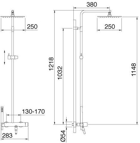 Rubinetterie Treemme Настенная душевая стойка с душевой лейкой Ran 2260 - Вид №1