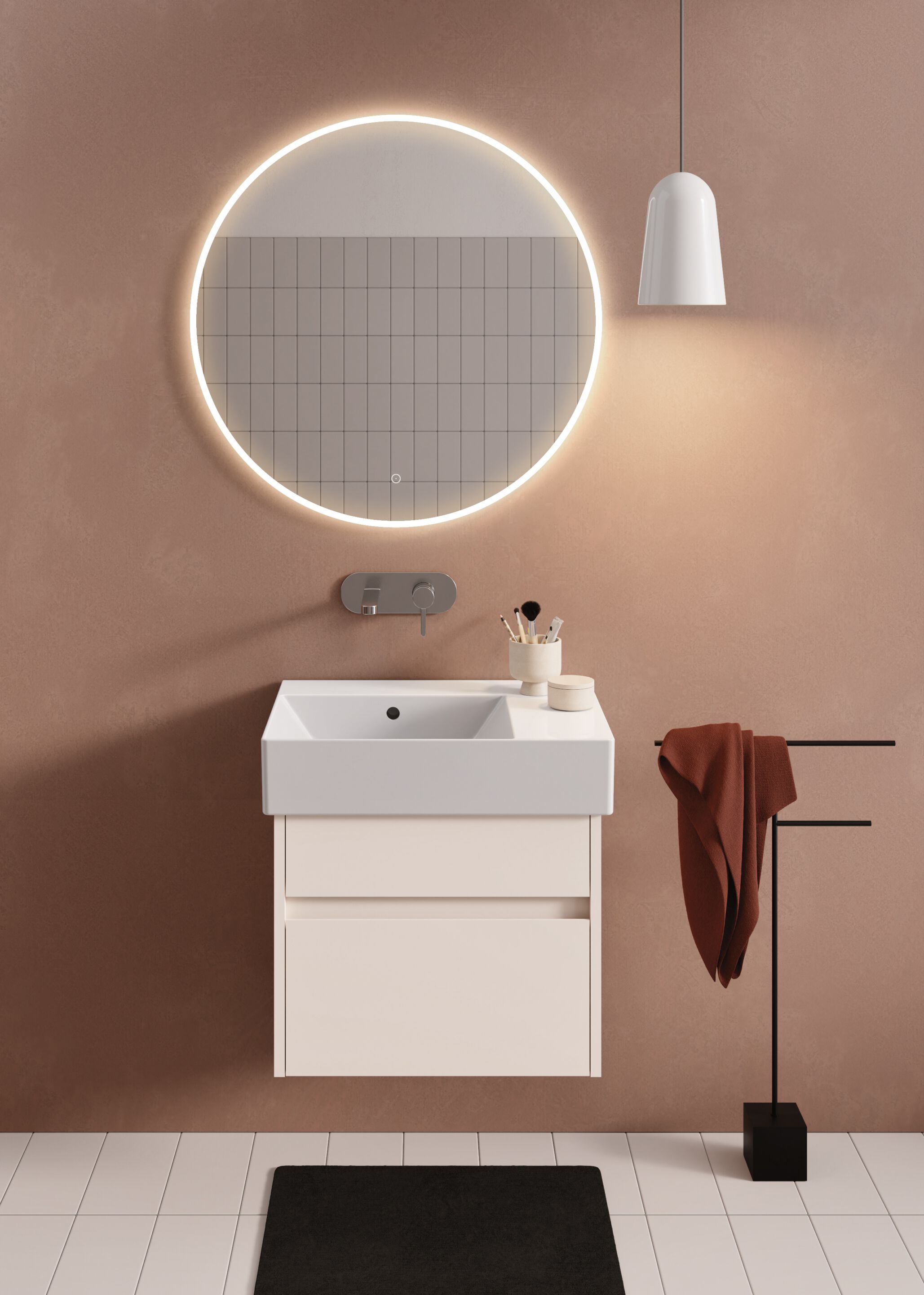 Керамическая одиночная прямоугольная раковина с держателем для полотенец GSI ceramica Kube X ARCH-00074939 - Вид №6