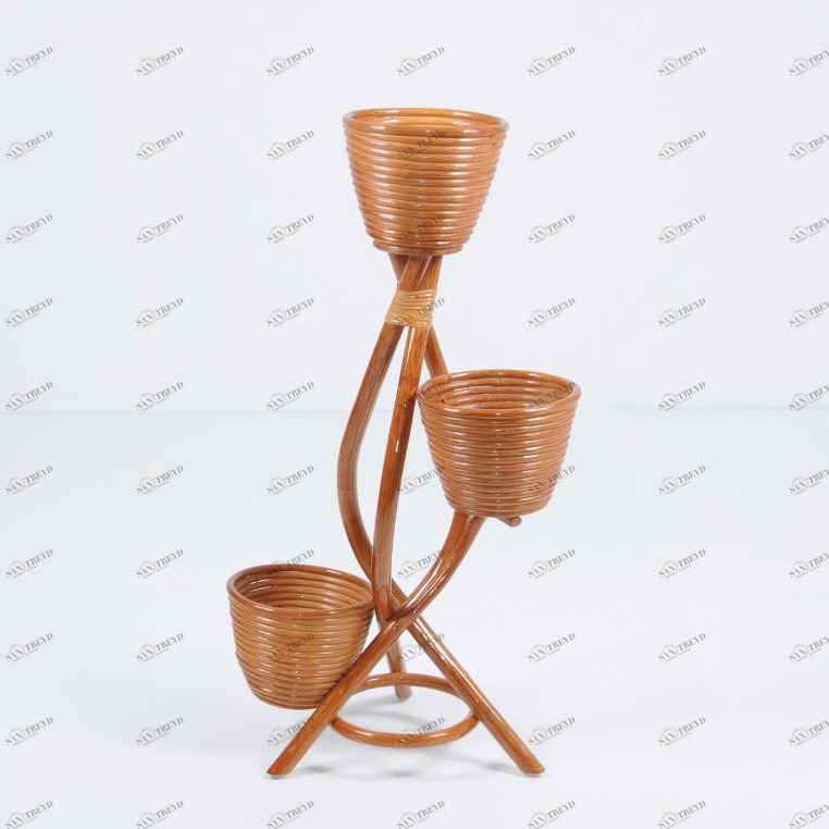 Цветочница круглая с 3 подставками 87х50 см коньяк Calamus Rotan VINOTTI  00-3885410 Коричневый 