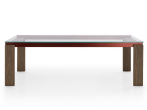 Прямоугольный стол из дерева и стекла