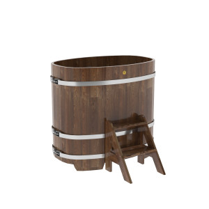 1383 Купель овальная из сращенных ламелей лиственницы 0,76х1,16х1,1 морёная Alyarus