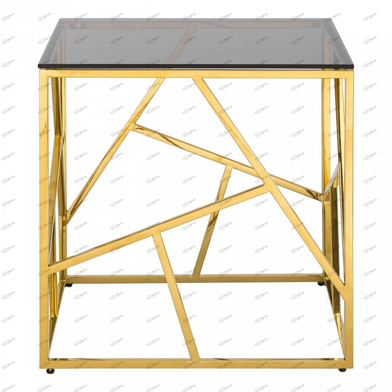 Журнальный столик стеклянный дымчатый с основанием золото 55х55 см "Арт Деко" STOOL GROUP  00-3881903 Золото 