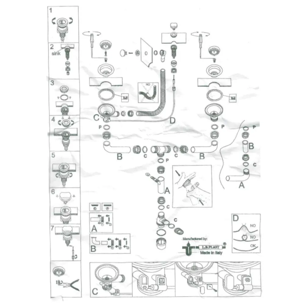 Сифон двойной L,B.PLAST 3 1/2" боков. круг перелив GRANFEST 675-RE-199 ALS боковой - Вид №1