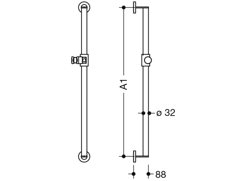 900.33.0S0XA Держатель для душа, нестандартная длина HEWI System 900 - Вид №2