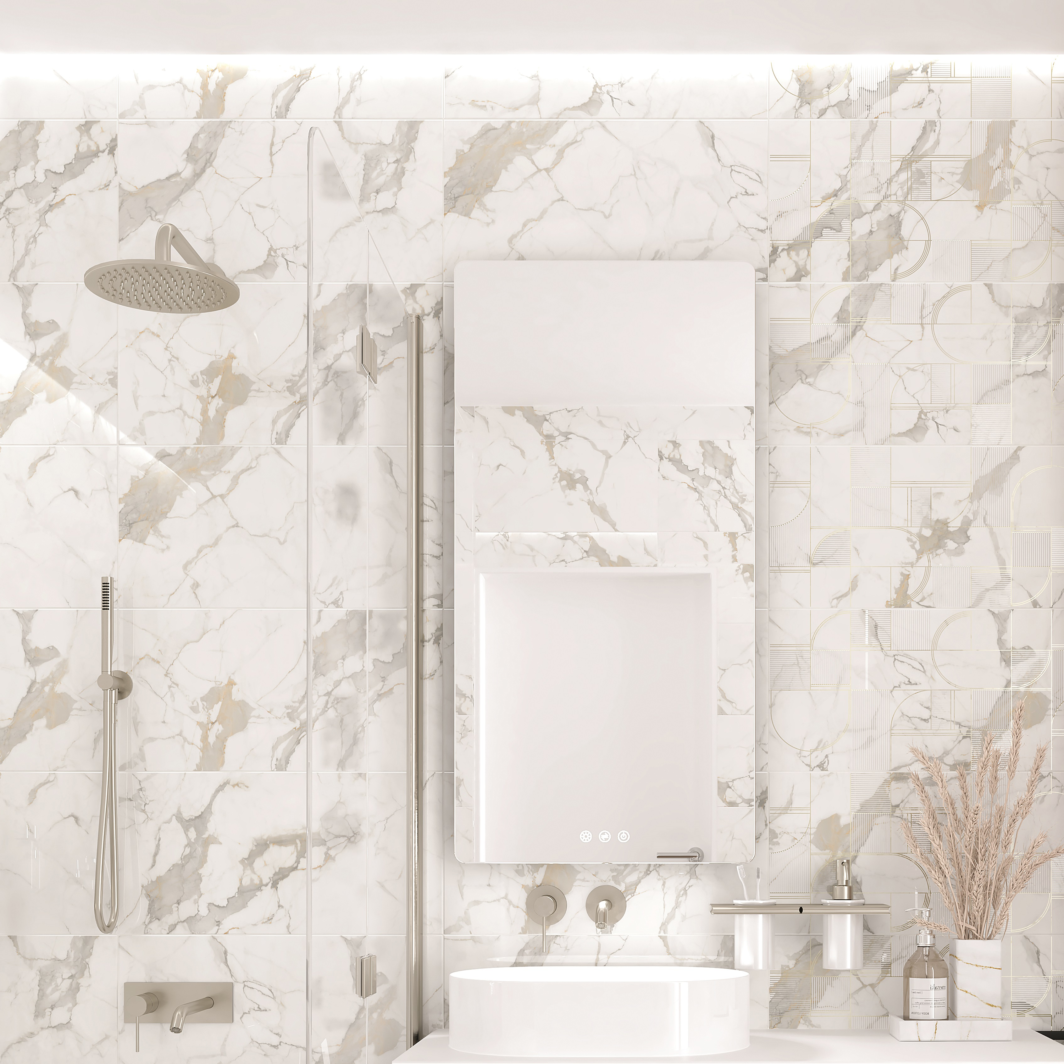 84240482 Плитка настенная Laurel 30x60 см 1.8 м² цвет белый STLM-0047450 НЕФРИТ-КЕРАМИКА