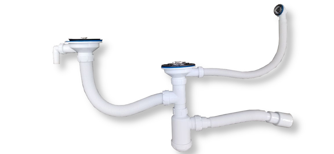 2-ой Сифон Санпласт GRAND с круглым переливом + гофра GRANFEST СНР391-11-01