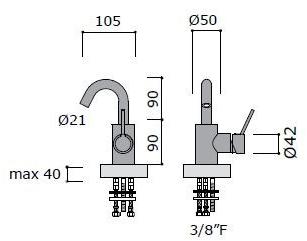 MINA Смеситель для биде, однорычажный, из нержавеющей стали Corsivo 11509 - Вид №1