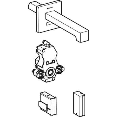 116.278.21.1 Смеситель для раковины Geberit Brenta, настенный монтаж, питание от батарей, с функциональным блоком для скрытого монтажа Geberit  - Вид №1