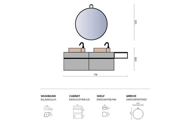 Двойной секционный подвесной умывальник Ex.T Nouveau ARCH-00078811 - Вид №4
