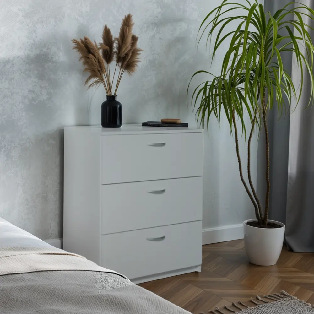 Комод 3 ящика 68.5x80x39.4 см ЛДСП цвет белый 82034310 STLM-2021275 Santreyd 