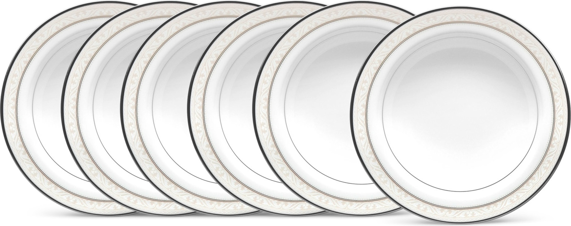 10665427 Noritake Набор из 6 чаш для десерта Noritake "Монтвейл, платиновый кант" 15,5см Фарфор костяной 