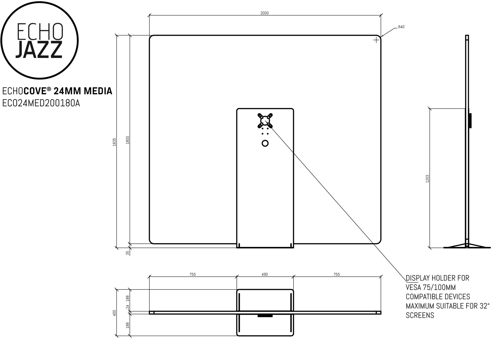 ECHOJAZZ Отдельностоящая звукопоглощающая перегородка для офиса sun-id-1471633 - Вид №5