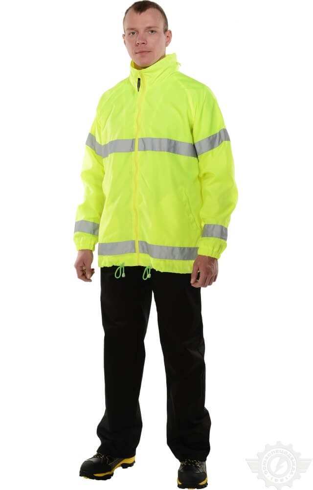 69856 Куртка-ветровка "Блик" лимонная с СВП  Сигнальная одежда  размер 56-58/170-176 Спецодежда  - Вид №3