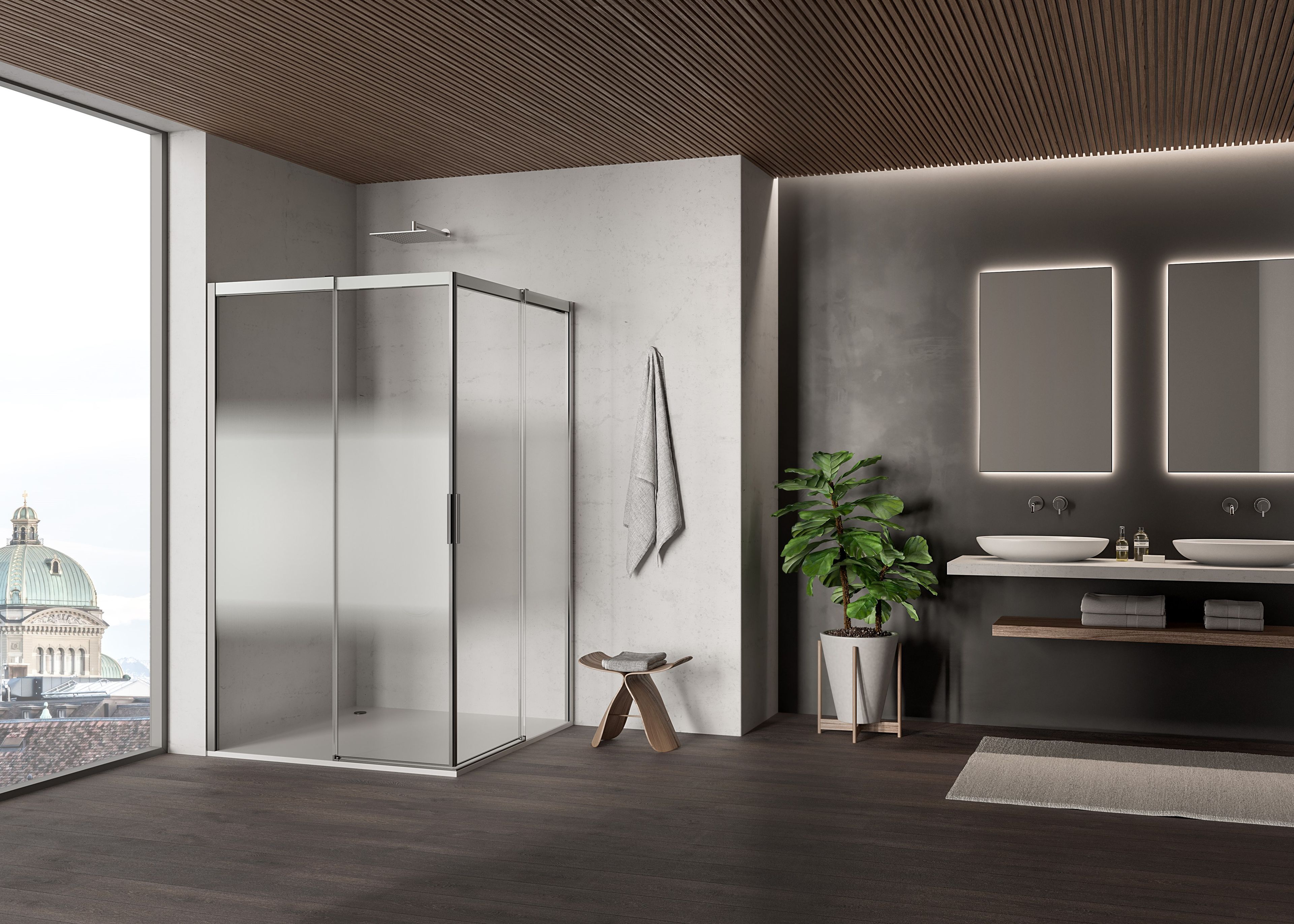 Алюминиевая и стеклянная душевая кабина с раздвижной дверью DUKA вода 5000 ARCH-00073626 - Вид №7