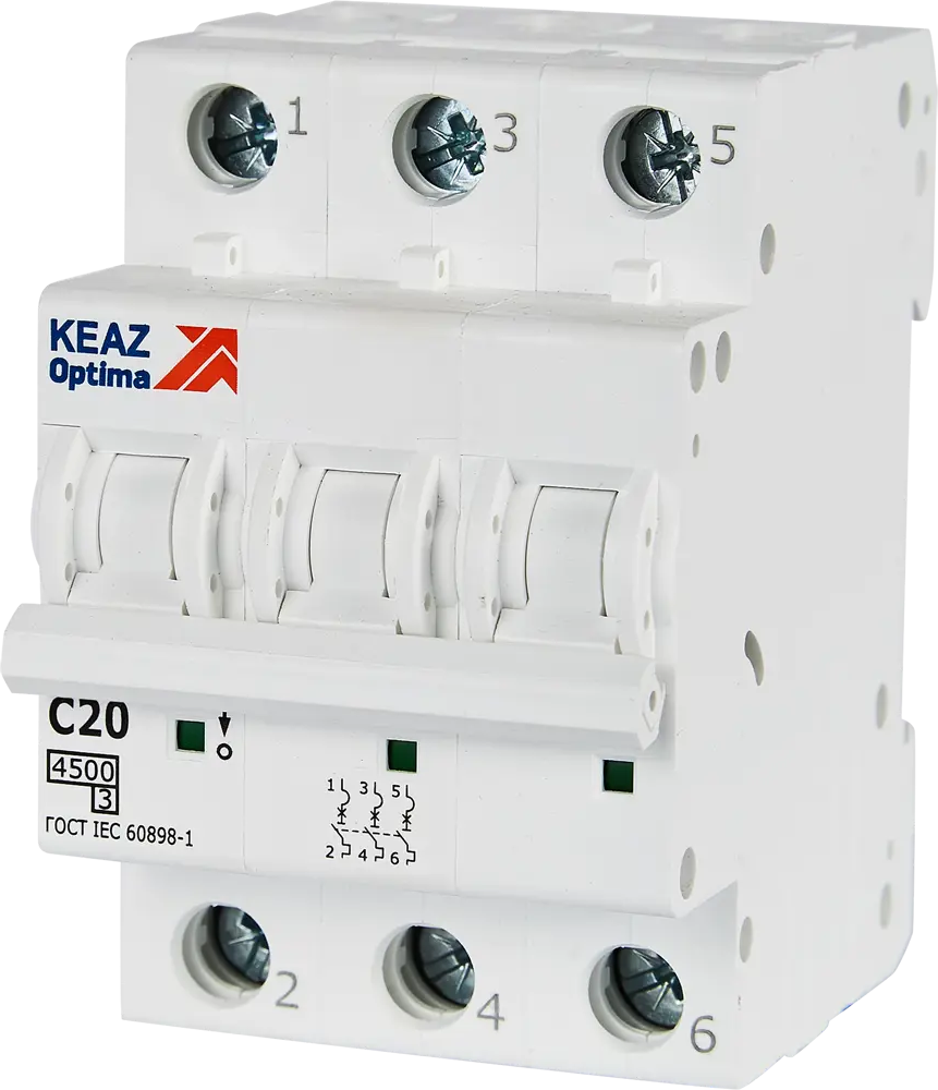 Автоматический выключатель КЭАЗ Opti Din BM63 3P 20А для надежной защиты электросети 89206646