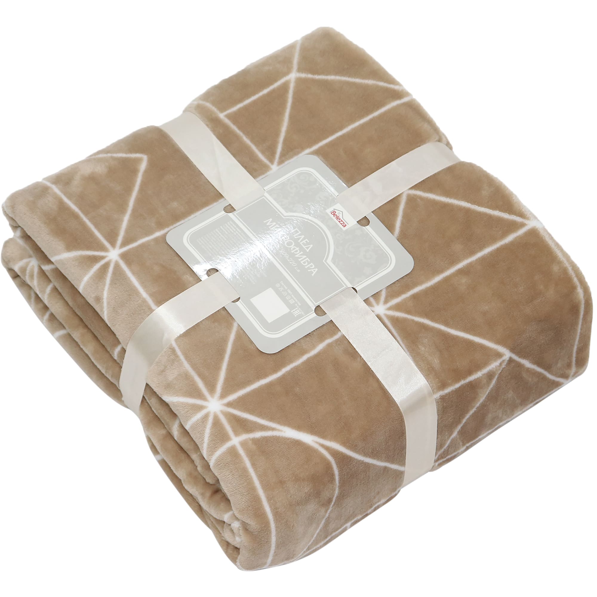 82553694 Плед «Арго» 200x220 см микрофибра цвет бежевый Santreyd 