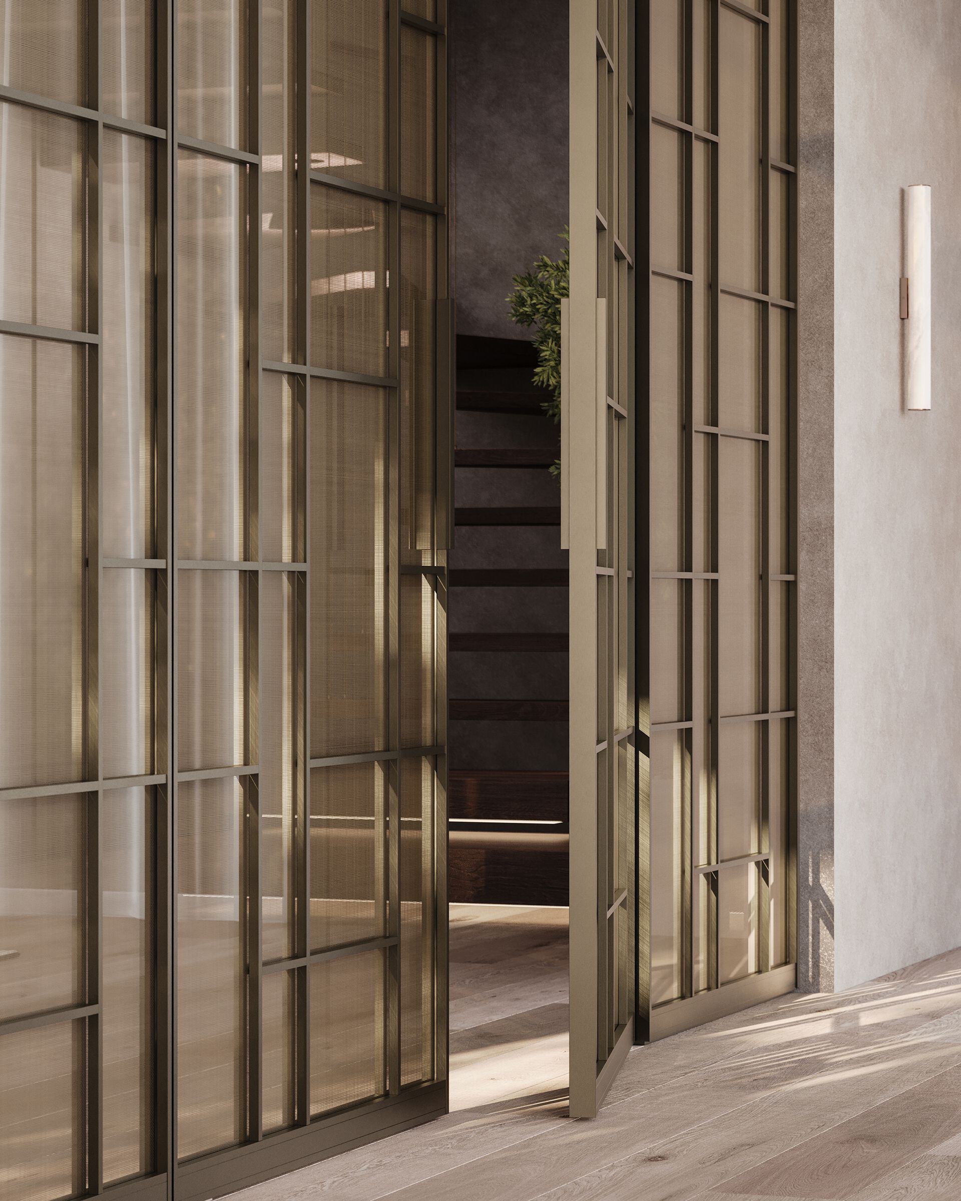 Алюминиевая и стеклянная поворотная дверь AXIS AXIS LIGHT ARCH-00088288 - Вид №3