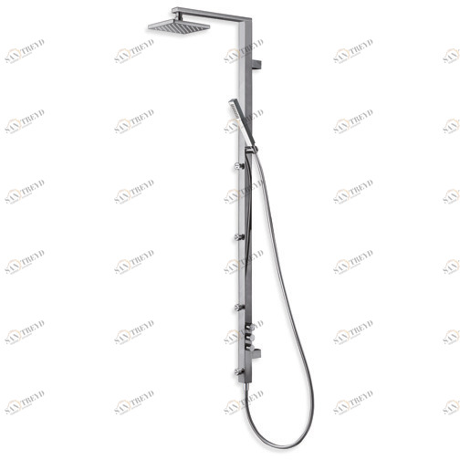 CRIPD511 Многофункциональная душевая стойка с 3 выходами для скрытого термостатического корпуса, регулируемая насадка для душа с защитой от накипи, гибкий шланг LONG LIFE, ручной душ с защитой от накипи и регулируемые форсунки, комбинированные выходы Cris CRISTINA Rubinetterie 