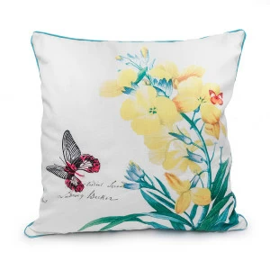 Декоративная подушка белая с желтым цветком Botanical style BREEZY РИСУНОК, ЦВЕТЫ, РАСТЕНИЯ 099570 Мультиколор