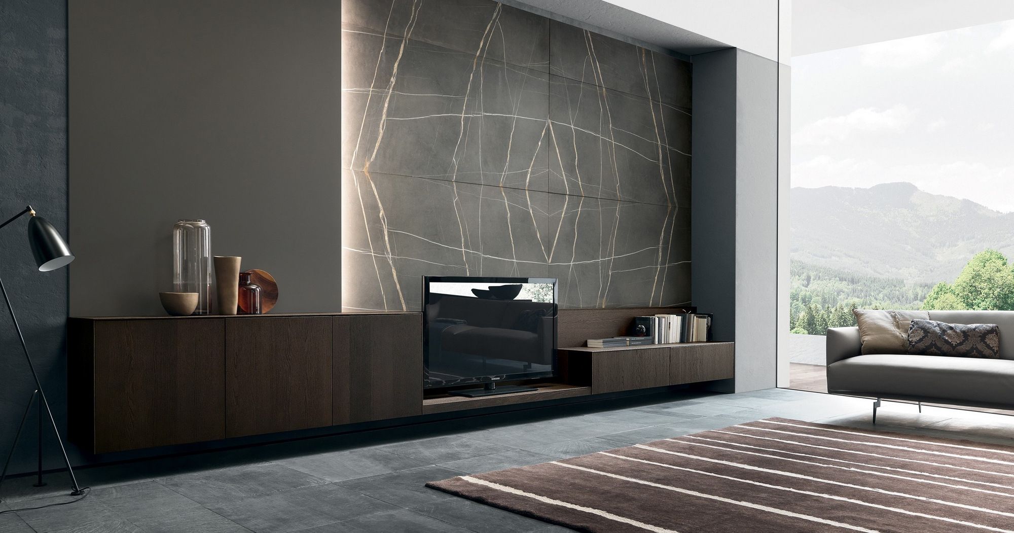 Стена из камня и дубового шпона MODULNOVA MH6 ARCH-00137971 - Вид №1