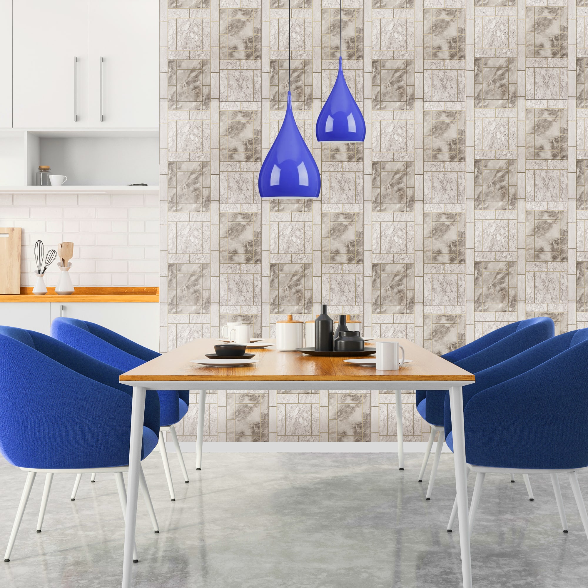 82938295 Обои бумажные серые 0.53 м 388-17 ВГ1 Плитка Santreyd  - Вид №4