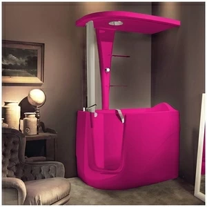 Ванна с кабиной GRUPPO TREESSE GEN-X STD-V3317|B3311-DX розовая угловая сидячая с дверью правосторонняя