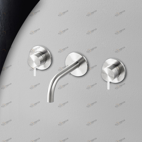 Смеситель для раковины сталь глянцевая с белой ручкой Toki Radomonte TKI28LCIL21